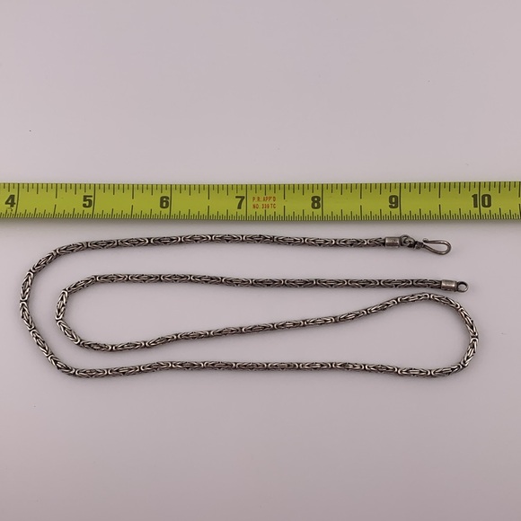 Sterling Silver Byzantine link necklace 24" Bali Style hook clasp Vintage - Picture 7 of 7
